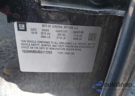 2016 Cadillac Ats Luxury Collection из США, поврежденный, VIN 1G6AH5RX0G0117293